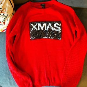 Christmas New Year Flip Sequin Holiday Sweater